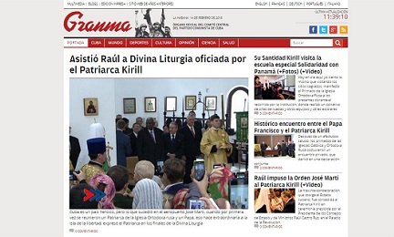 GRANMA COME L’OSSERVATORE ROMANO. La prima pagina del quotidiano del Partito comunista cubano interamente dedicata ad avvenimenti ecclesiali